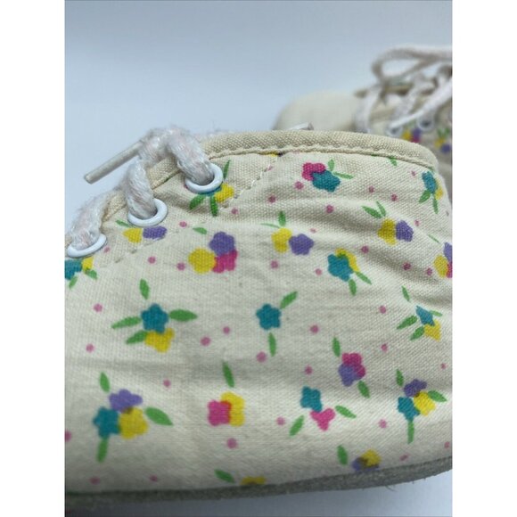 Vintage OshKosh B’Gosh Infant Baby Girls Shoes 1990’s Size 3 Cream Multicolour - Picture 2 of 12
